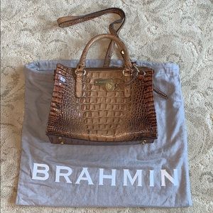 Used Brahmin toasted almond handbag purse
